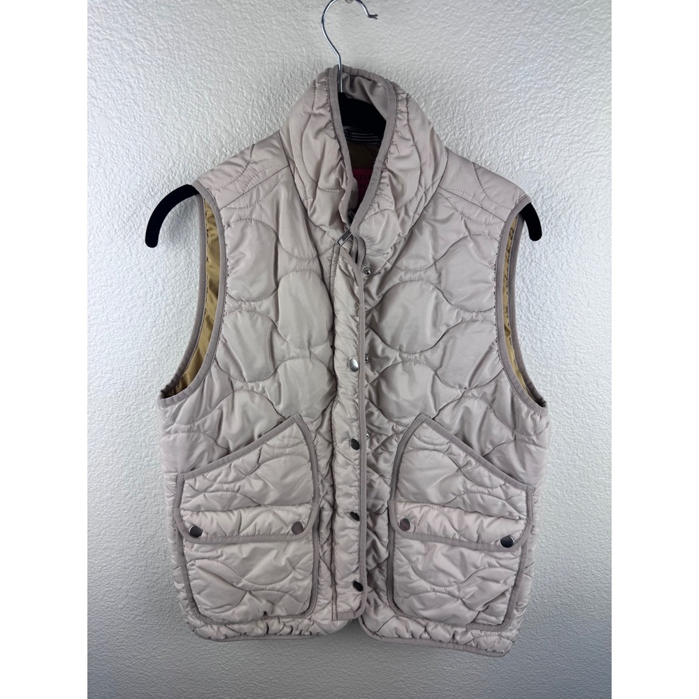 J Crew Quilted Excursion Puffer Primaloft‎ Vest Lightweight Insulated M Ivory